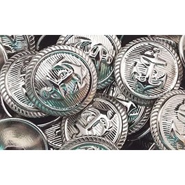 5 Buttons Anchor Silver 15 mm