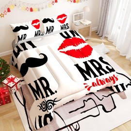 Namoxpa Love Theme Comforter Sets for Mens Womens Adults Teens,Acrylic Painting with Bright White Black and Red Colors.Decorative Bedding Comforter Sets with 2 Pillow Shams, Twin Size