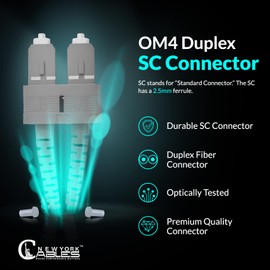NewYork Cables Fiber Patch Cable | LC to SC Multimode Duplex OM4 50/125 Jumper Cord | 7M (22.96ft) 40gb Fiber Optic Cable (Aqua)