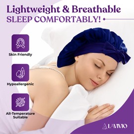 LAVIVIO 100% Mulberry Silk Bonnet for Sleeping Women – 22 Momme Double-Layered Silk Hair Bonnet with Adjustable Tie, Non-Slip Fit – Reduces Frizz & Preserves Hair Style – Gift Boxed White, White