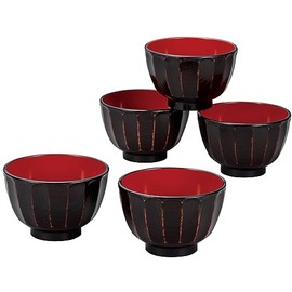 Canoe 17002 Antibacterial Chrysanthemum Carving Soup Bowl, 11.2 fl oz (330 ml), Set of 5 Guests, Akebono