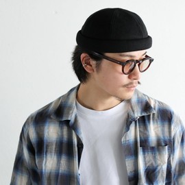 Lek Hatter RH-700 Sweatshirt, Roll Cap, Hat, No Brim Fisherman Cap, Sag Cap, Round Shape, Men's Cap, Deep, Size, Cotton Cap, Spring, Summer, Autumn, Winter, All Seasons, Black