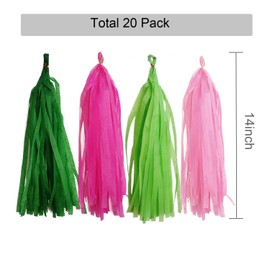 GAKA Pink and Green Paper Tassel Party Tassel Garland Banner for Cactus Desert Hawaiian Flamingo Wicked Theme Party Birthday Wedding Decorations,20 PCS