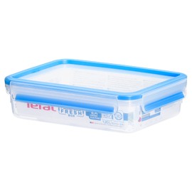 Tefal K3021412 MasterSeal Fresh Box, Plastic Food Storage Container, Keeps Food Fresher for Longer and 100 Percent Leakproof, 1.2 Litre, Clear/Blue