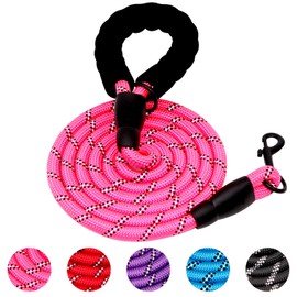 VAMOVISON Heavy Duty Dog Leash with Soft Padded Handle 4/5/6.5/10FT Reflective Rope Dog Leash Comfortable Design Metal Carabiner Clip for Small Medium Large Dogs (Pink, 4'*1/2'')