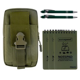 Chanumetal 6 Pcs Waterproof Notebook, 3 X 5 Inch Write in The Rain Notebook Police Notepad with Waterproof Pen and Multi Functional Waist Pack for Outdoor Activities Recording (Army Green)