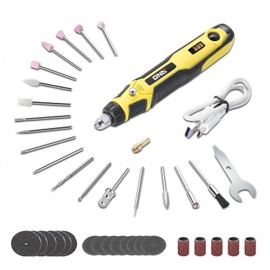‎DNA MOTORING TOOLS-00220 Power Rotary Tool Kit, 3.7V Cordless Mini Grinder Multi-Tool Set for Drilling Grinding Polishing Engraving and Cutting,Yellow