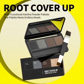 Gowwim Root Touch Up Hair Color, 4-Color Hairline Powder for Gray Coverage, Bald Spot Concealing Hair Powder for Women & Men, Dark Browns + Medium Browns