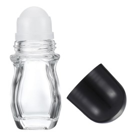 PATIKIL 30ml Glass Empty Roller Bottles, 1 Pcs Leak-Proof Massage Rollerball Container with Plastic Roller Ball for Storing Essential Oils Perfume, Black
