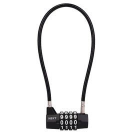 NBYT Steel Cable Rope 4-Digit Combination Lock, Cabinet Door Handle Padlock, diameter3/16, length11,Suitable for Lockers, File Cabinets, Wardrobes, Small Fences, Small Sheds, Pet Door Locks.