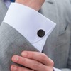 FELYSIK Black Cufflinks for Men, Round Silky Tuxedo Shirts Cufflinks