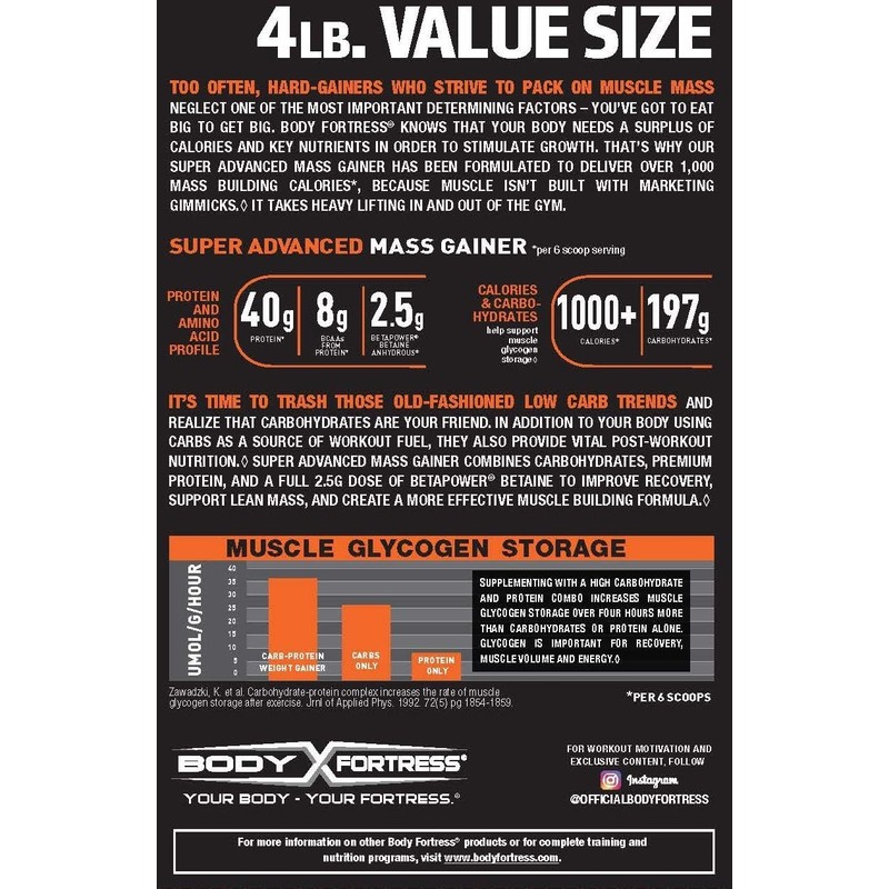 Body Fortress Super Advanced Mass Gainer, Chocolate Protein Plus Surplus