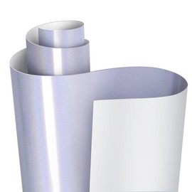 Lypumso Gloss Rainbow White Vinyl Wrap, Holographic Metallic Sparkle Wrapping Film Air Release Technology Auto Car Sticker Decal Film Sheet, Self Adhesive DIY Paint Replacement Wrap Roll 1ft x 5ft