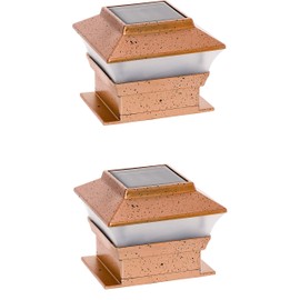 RELIGHTABLE Solar Square Outdoor Post Cap Deck Lights for 4x4 (Copper) (2-Pack)