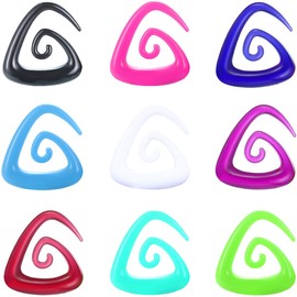 1 Pair Black Triangle 1.6 mm (14 G) Acrylic Expander Spiral Plugs Tunnel Taper Expander Acrylic Taper Set Earrings Stretcher Piercing Spiral Ear Expander Women Men, Acrylic, No gemstone