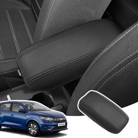 LANGBEAN Armlehnenabdeckung für Dacia Sandero 3 2021-2025, Mittelarmlehne Abdeckung aus PU-Leder, Sandero Stepway Armlehnenschutzhülle Mittelkonsole Zubehör zur Erhöhung der Armlehne, Schwarz