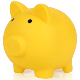 H&W Mini Yellow Piggy Banks for Kids,Unbreakable Piggy Bank,Plastic Money Box,First Money Bank,Best Birthday Gifts Home Decoration