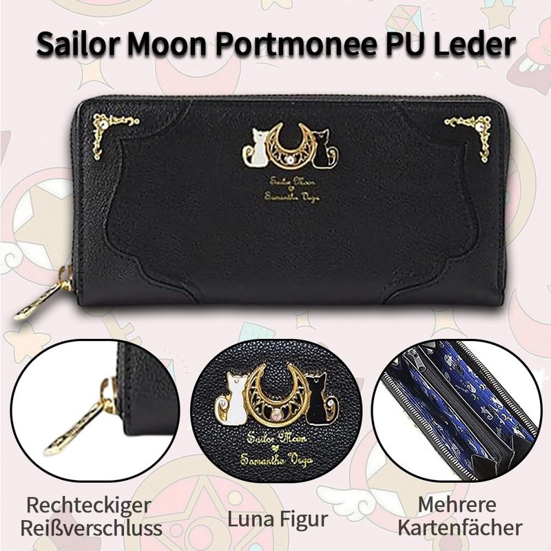 Cosplaypark Anime Wallet PU Leather Cute Purse Unisex Black/White 19.5