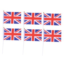 TEHAUX 50pcs Britain Flags Uk Hand Flags Mini Flags on Stick Polyester Material Double-sided Washing Vibrant Colors for Decor and Events