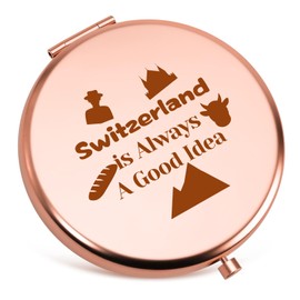 Switzerland Travel Gifts Compact Mirror Switzerland Trip Souvenir Gift Europe Trip Gift Swiss Themed Gifts Vacation Travel Lover Gifts for Women Folding Makeup Mirror Birthday Present for Girls Friend