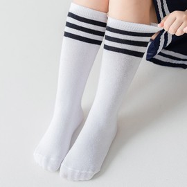 DRESHOW Children's Toddler Football Socks Striped Knee High Cotton Socks Uniform Sport Long Tube Socks for Boys Girls Child, 3 Pairs Soccer Socks T06