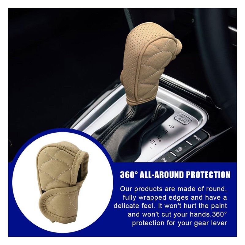 LAINLOY Car Gear Shift Knob Cover, Leather Protector Sleeve for