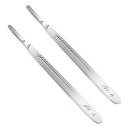 JINGHANGER 2pcs Scalpel Handle #4, Premium Quality, Stainless Steel Scalpel Knife Handle, Lightweight and Durable, Fits Surgical Blades No. 20, 21, 22, 23, 24,25 for Laboratory Hospital Home Use