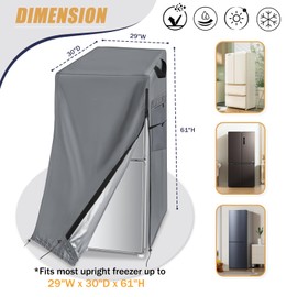 Safipotts Refrigerator Cover, Waterproof & Dustproof Cover for Protecting Upright Freezers-Suitable for Cold Rooms,Grey (29"W x 30"D x 61"H)