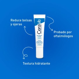 CeraVe Crema Reparadora para el Contorno de los Ojos | Fórmula Ligera | Mejora la Apariencia de las Ojeras y Bolsas | Rápida Absorción Sin Sensación Grasosa | 14ml | .5oz