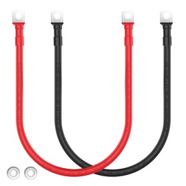 LEESKY Battery Cables 4 Gauge 2 Ft Pure Copper Battery Inverter Cables 3/8 Inch Terminals for Golf Cart, Power Inverter, Solar, RV, Marine, Battery