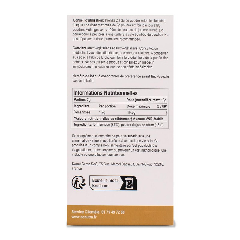 sc nutra D-Mannose & Organic Alkalising Lemon Juice Powder 50g
