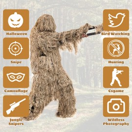 Afranti Adult 3D Ghillie Suit Jungle Woodland Camouflage Hunting Clothing