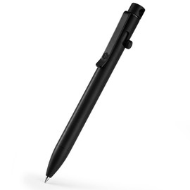 KeyUnity KP01 Bolt Action Pen with Clip, Titanium Alloy EDC Pocket Pen Retractable Metal Ballpoint Pen for Everyday Carry (Black)