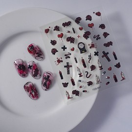 [Overseas] Cross Nail Sticker 2023 New Product Dark Series Nail Sticker Embossed 3D Cross Shape European Nail Sticker Free Size/ TS-190 30ea