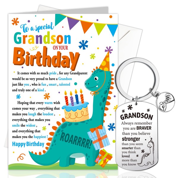 HOWAF Grandson Birthday Card, Happy Birthday for Grandson Birthday Cards
