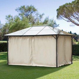 Outsunny 10' x 12' Universal Gazebo Sidewall Set with 4 Panels, Hooks/C-Rings Included for Pergolas & Cabanas, Beige