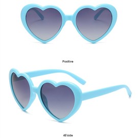 WDZAYXC Polarised Oversized Heart Retro Sunglasses Cute Glasses UV400 Protection, blue/grey