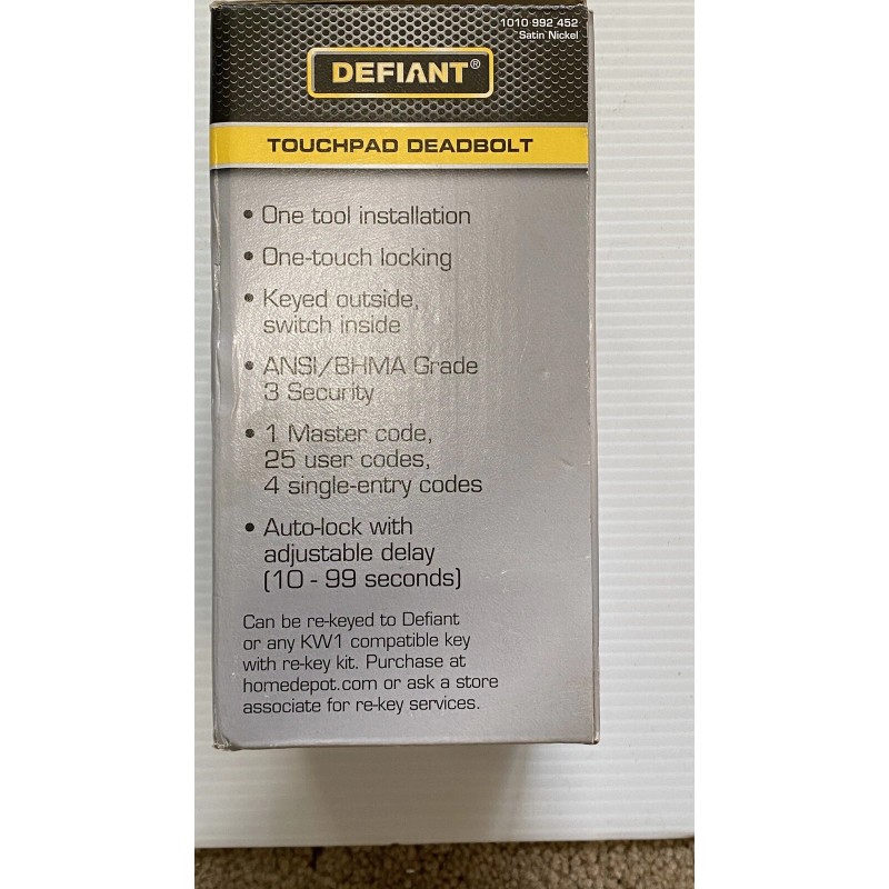 Defiant Touchpad Deadbolt Lock By Defiant - Satin Nickel -