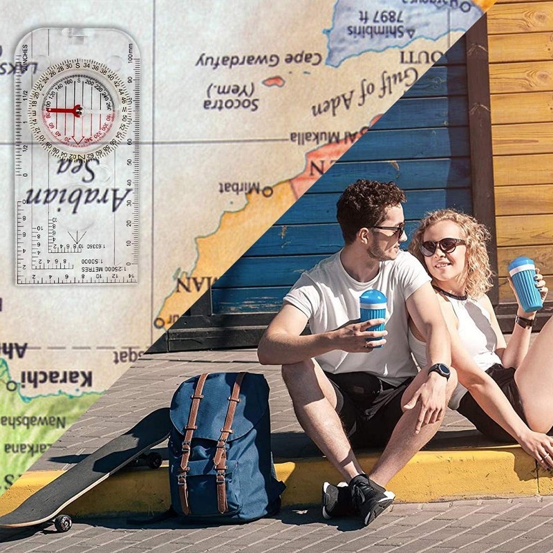 Outdoor Baseplate Ruler Map Scale Compass Hiking Explorer Compass with