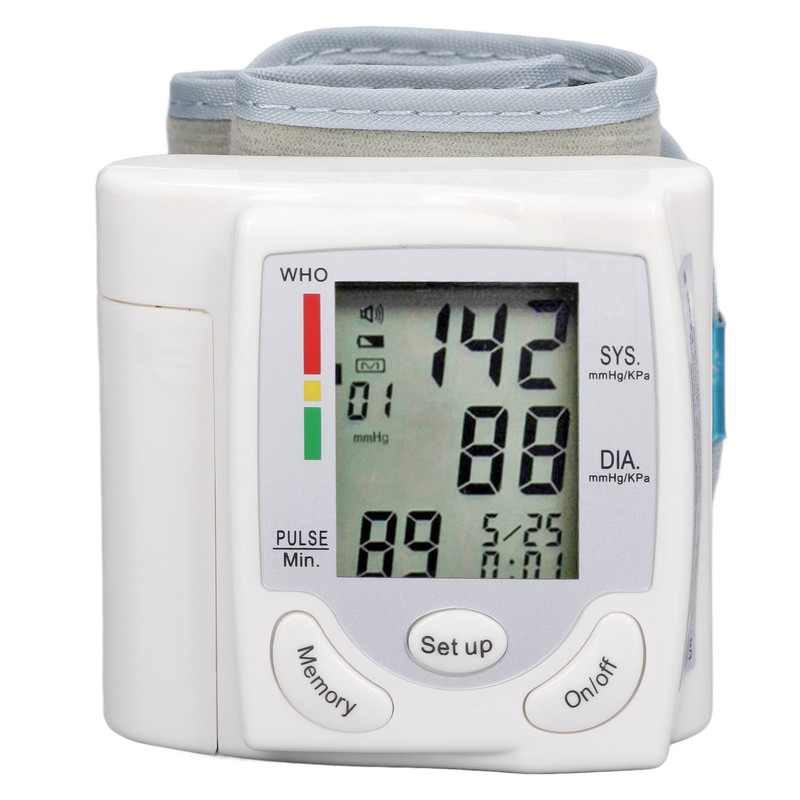 Wrist Blood Pressure Monitor Adjustable Cuff Large LCD Display Digital