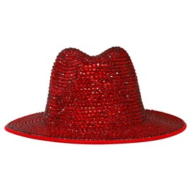 Trendy Apparel Shop Rhinestone Studded Bling Western Cowboy Cowgirl Hat - Red