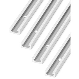 QWORK Aluminum T Track, 4 Pack 36 Inch Universal Double Cut Profile T Track, with Predrilled Mounting Holes and Screws, Woodworking and Fixtures, for Drill Press Table, Router Table