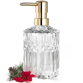 EMPO Clear Glass Soap Dispenser with ABS Plastic Pump, Crystal Lotion Dispensers for Kitchen Sink, Bathroom (Transparent)