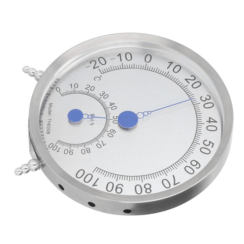 Round Thermometer Stainless Steel Waterproof Heat Resistant Thermometer Hygrometer for
