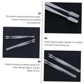 DOITOOL Stainless Steel Stamp Nipper Tweezer for Delicate Objects Durable Design for Stamps Beads and Crafts Precision Tool for Easy Handling Silver Color