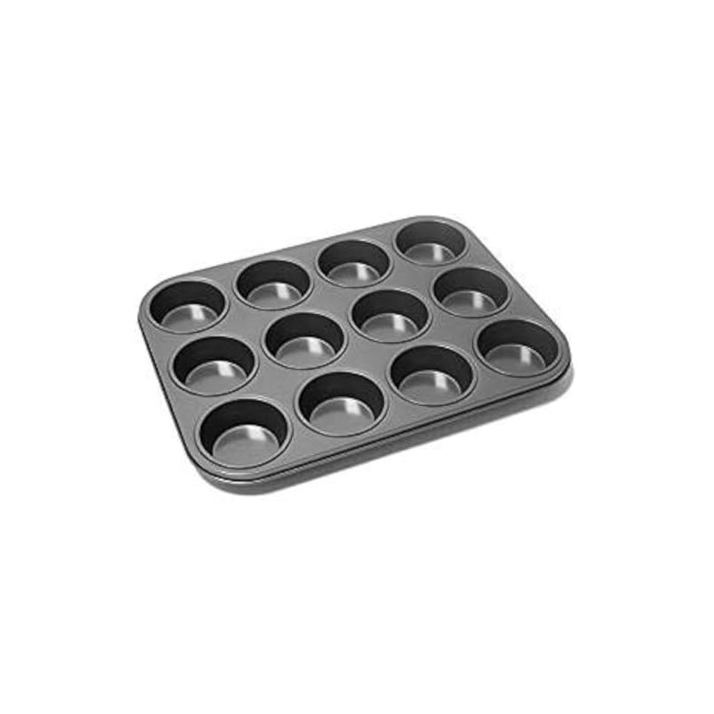 Prima 12 Muffin Pan 35x26x3cm, Carbon, Black, 35x26x2cm
