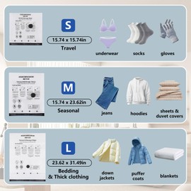 12 Pack Vacuum Storage Bags Space Saver Seal Bags for Luggage Clothes Air Tight Compression Bags for Home Storage & Travel