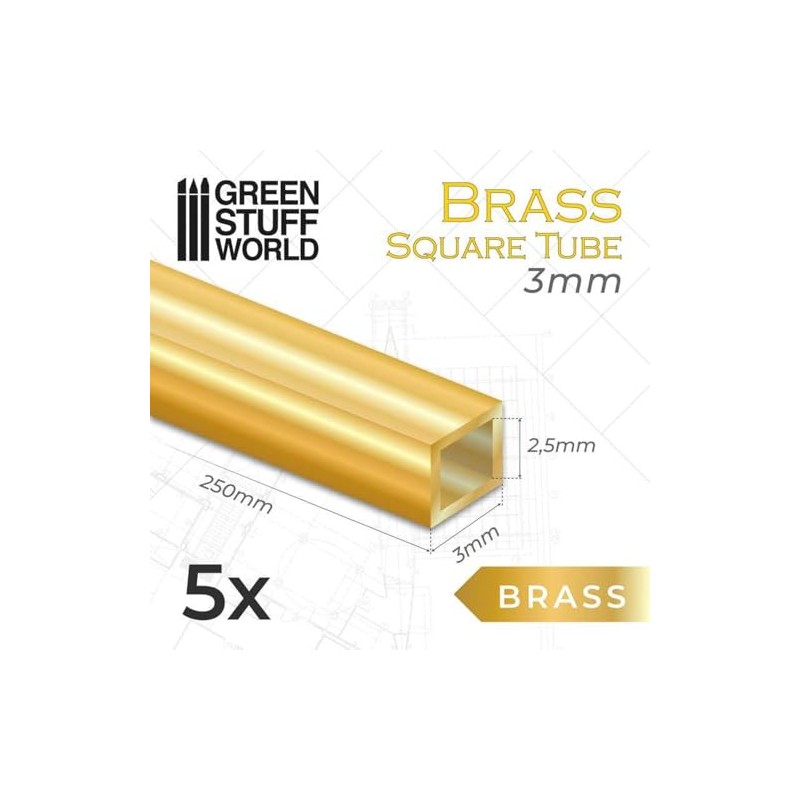 Green Stuff World Square Brass Tubes 3mm 11045