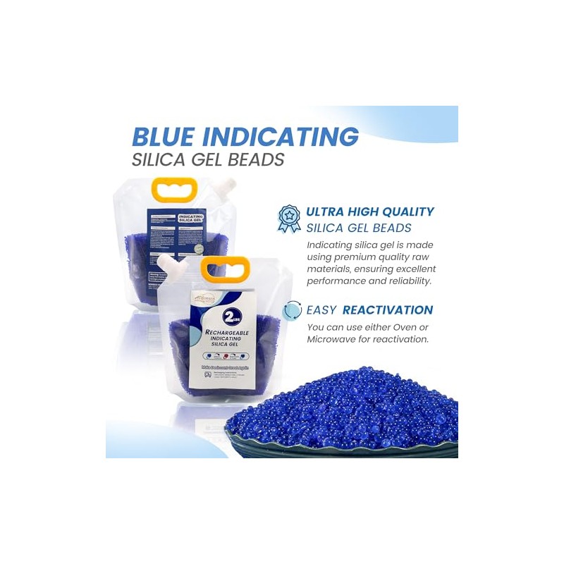 Premium Blue to Pink 3mm Silica Beads, Reusable Desiccant Bulk