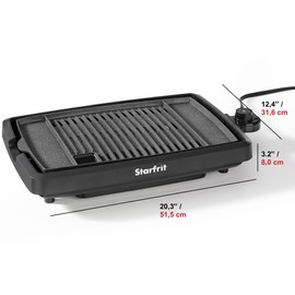 Starfrit The Rock Indoor Smokeless Electric BBQ Grill - Non-Stick 10" x 16" Cooking Surface - Adjustable Temperature